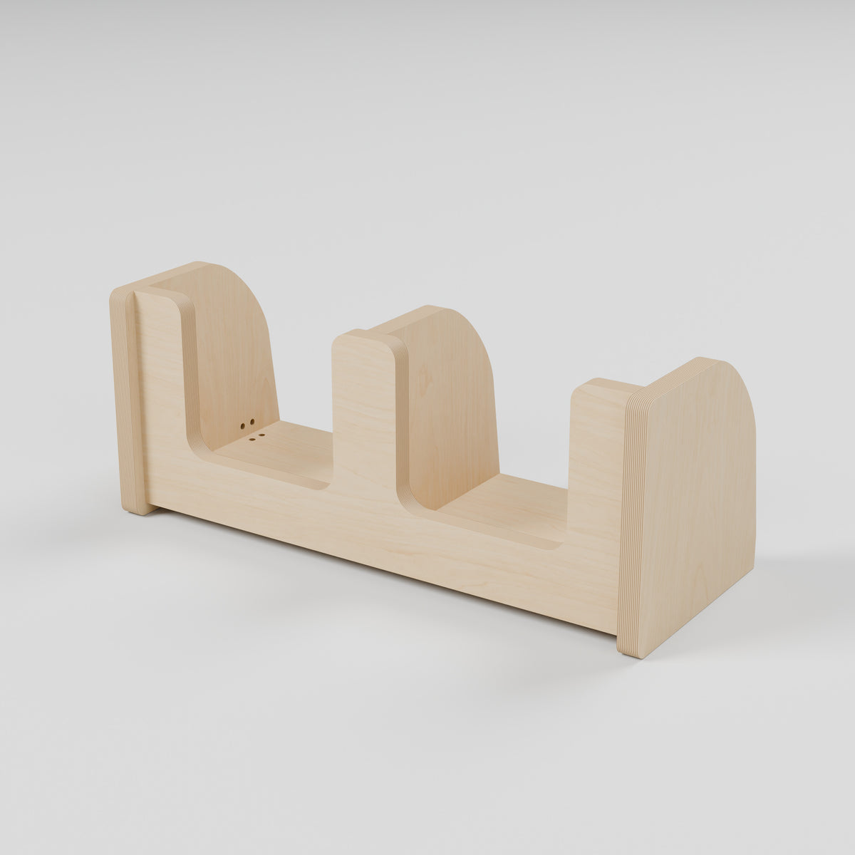 ANT Divided Campervan Shelf - Natural Plywood - 500 x 200 x 200 mm - hero view - 18 mm natural plywood - Rev C, 11 mm end-panel overhang