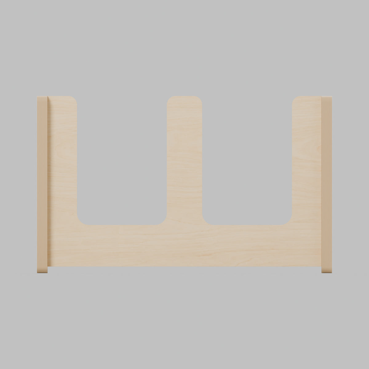 ANT Divided Campervan Shelf - Natural Plywood - 500 x 300 x 300 mm - front view - 18 mm natural plywood - Rev C, 11 mm end-panel overhang