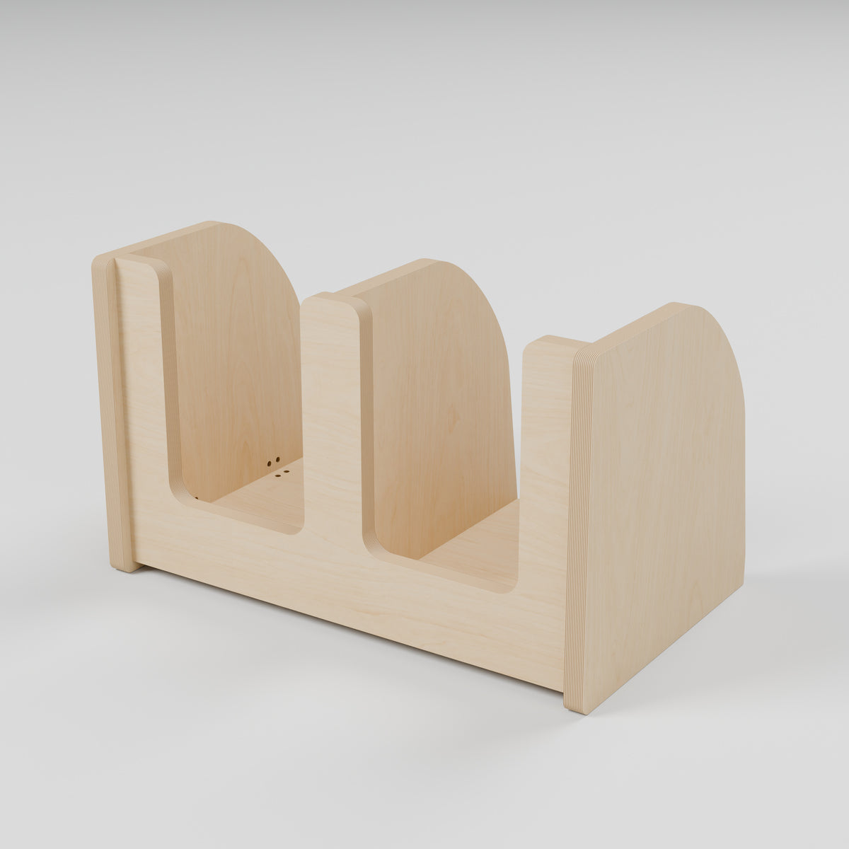 ANT Divided Campervan Shelf - Natural Plywood - 500 x 300 x 300 mm - hero view - 18 mm natural plywood - Rev C, 11 mm end-panel overhang