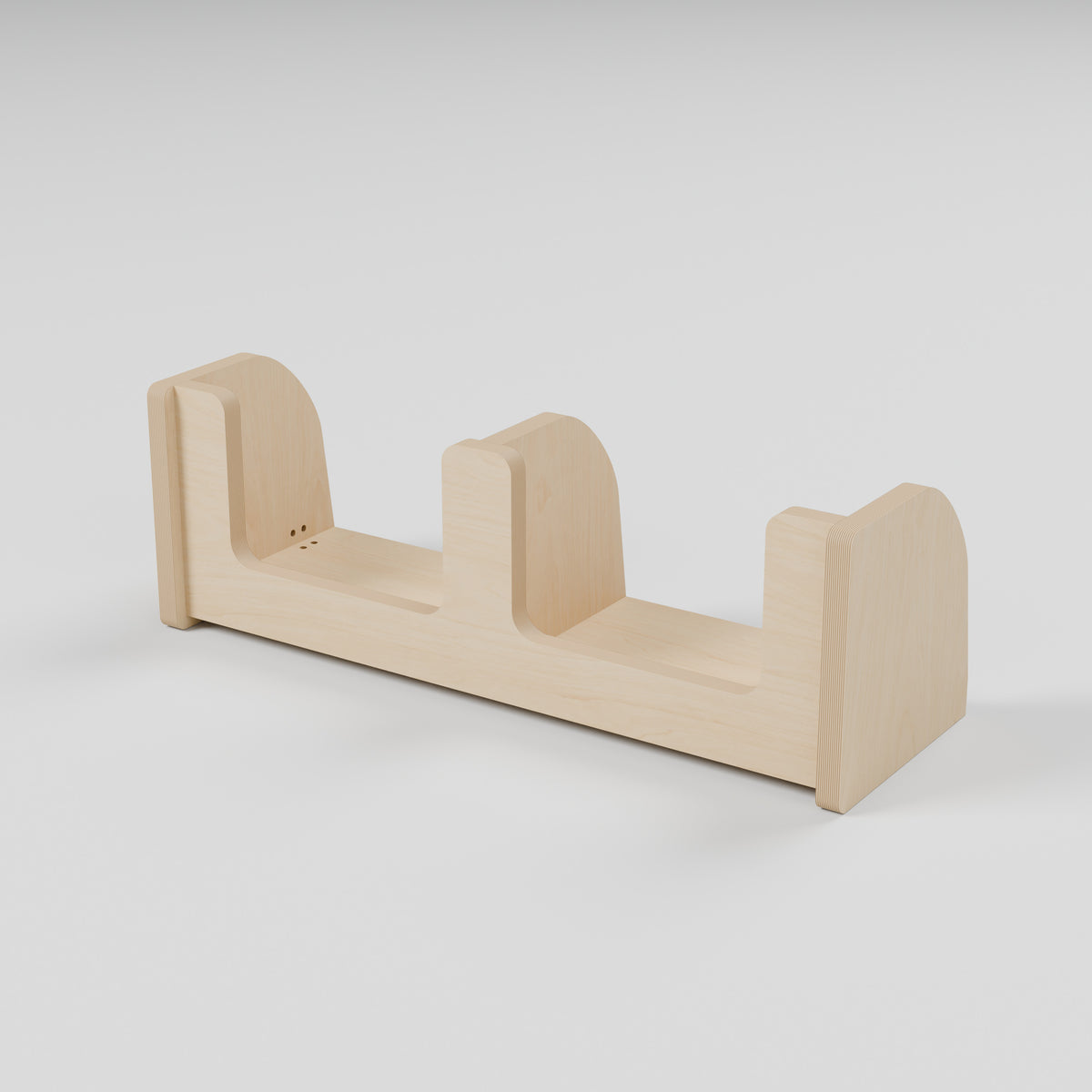 ANT Divided Campervan Shelf - Natural Plywood - 600 x 200 x 200 mm - hero view - 18 mm natural plywood - Rev C, 11 mm end-panel overhang