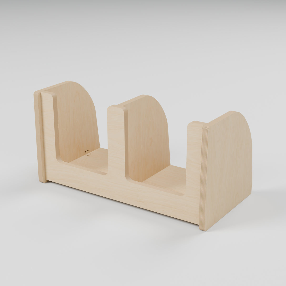 ANT Divided Campervan Shelf - Natural Plywood - 600 x 300 x 300 mm - hero view - 18 mm natural plywood - Rev C, 11 mm end-panel overhang