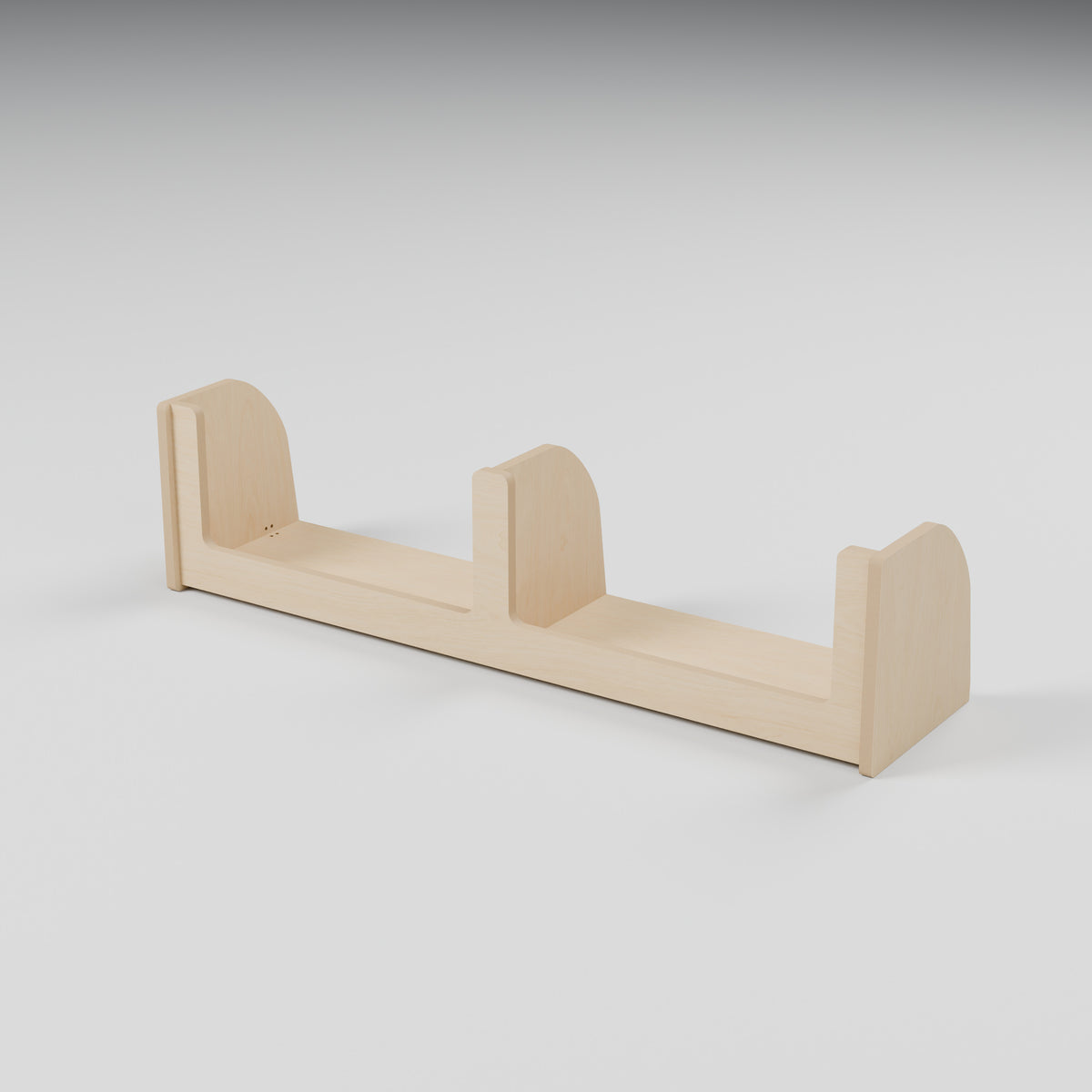 ANT Divided Campervan Shelf - Natural Plywood - 1200 x 300 x 300 mm - hero view - 18 mm natural plywood - Rev C, 11 mm end-panel overhang