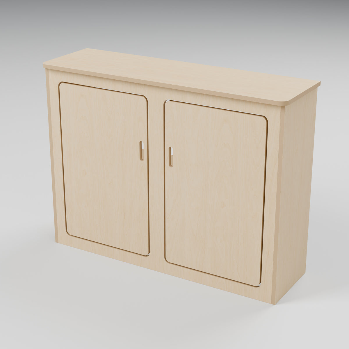 ARC over-arch campervan kitchen pod, 1000 x 300 x 750 mm, hero view, 15 mm natural plywood; rounded front worktop, 10 mm side and 20 mm front overhangs, Revision B