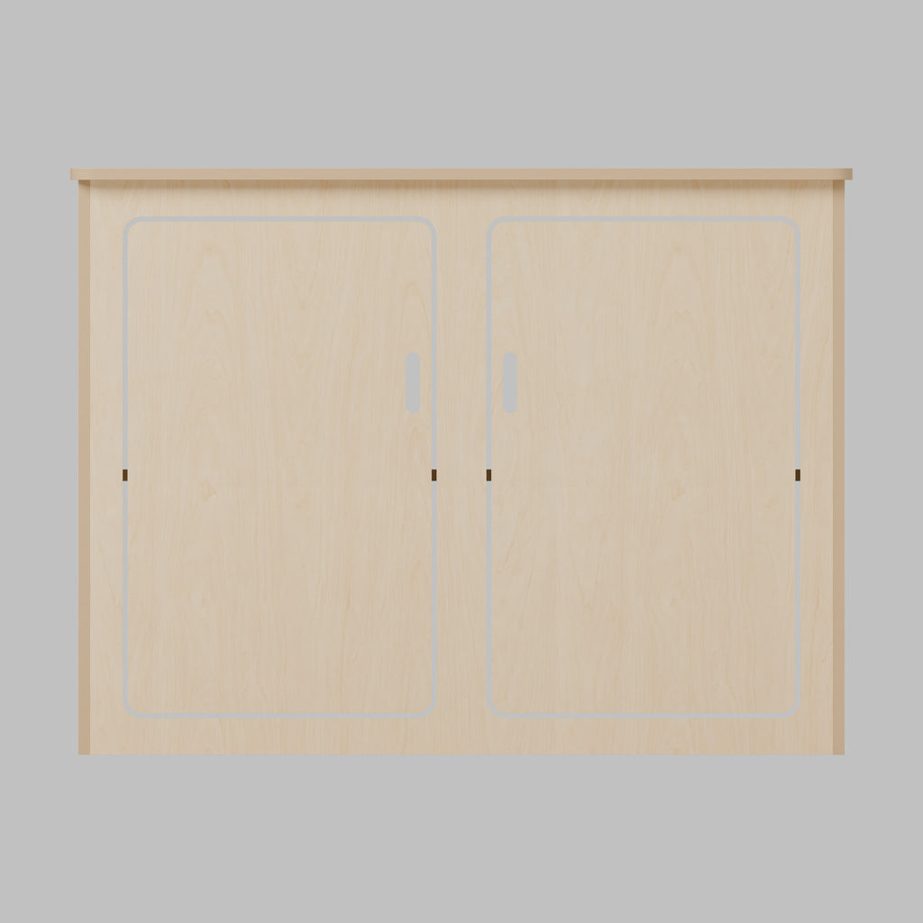 ARC over-arch campervan kitchen pod, 1000 x 400 x 750 mm, front view, 15 mm natural plywood; rounded front worktop, 10 mm side and 20 mm front overhangs, Revision B