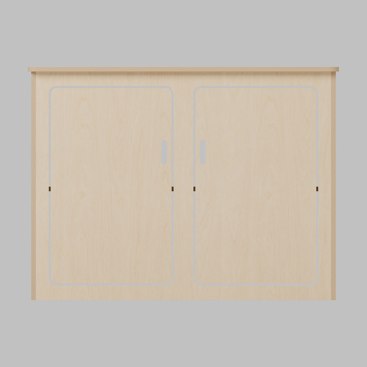 ARC over-arch campervan kitchen pod, 1000 x 400 x 750 mm, front view, 15 mm natural plywood; rounded front worktop, 10 mm side and 20 mm front overhangs, Revision B