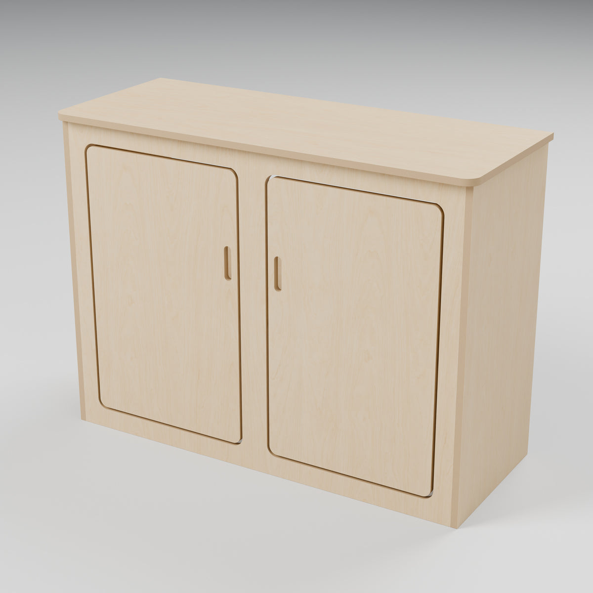 ARC over-arch campervan kitchen pod, 1000 x 400 x 750 mm, hero view, 15 mm natural plywood; rounded front worktop, 10 mm side and 20 mm front overhangs, Revision B