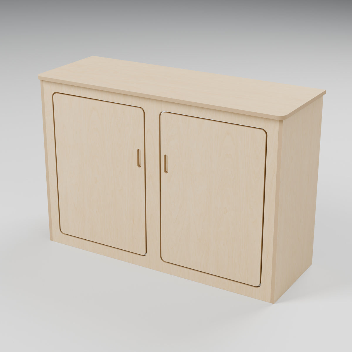 ARC over-arch campervan kitchen pod, 1100 x 400 x 750 mm, hero view, 15 mm natural plywood; rounded front worktop, 10 mm side and 20 mm front overhangs, Revision B