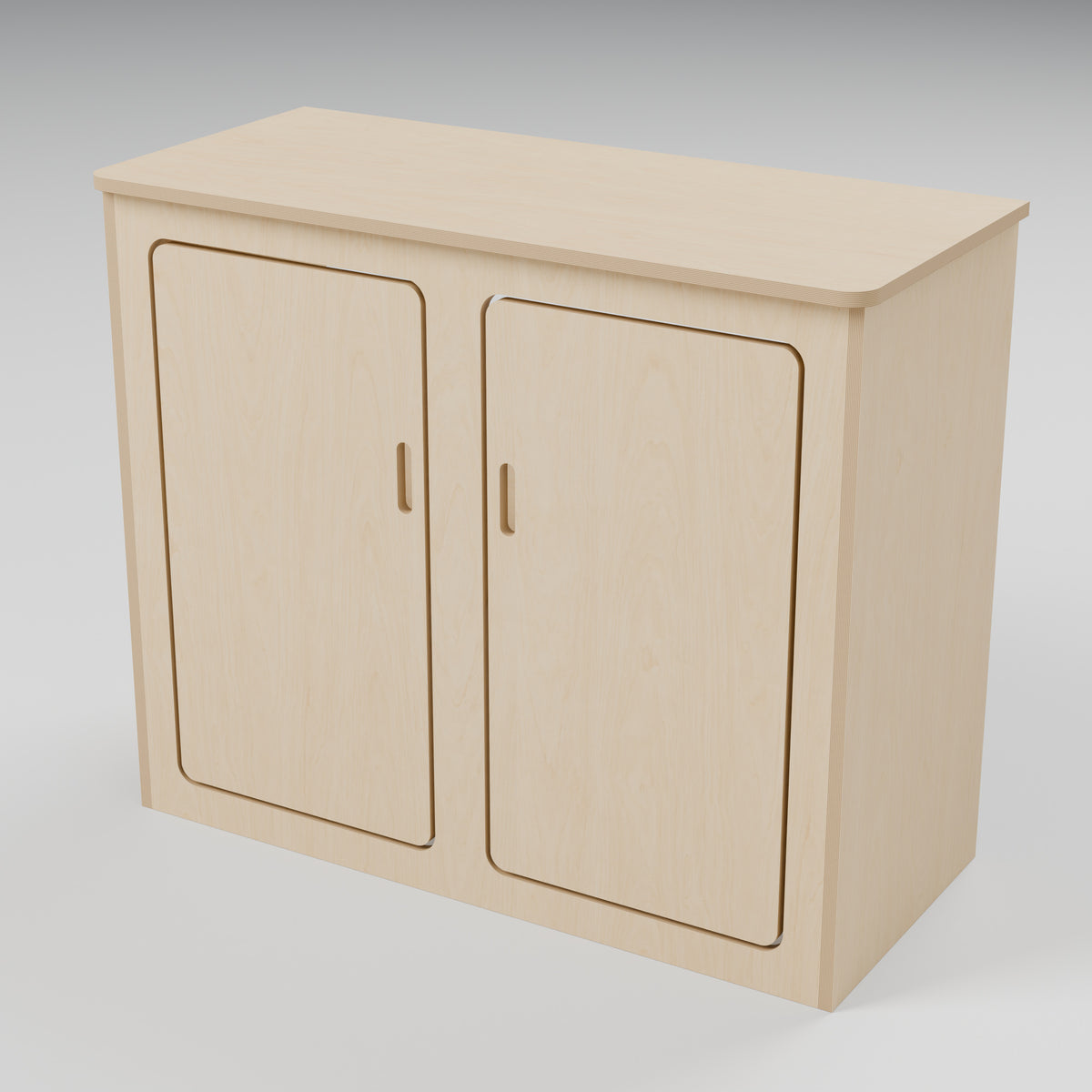 ARC over-arch campervan kitchen pod, 900 x 400 x 750 mm, hero view, 15 mm natural plywood; rounded front worktop, 10 mm side and 20 mm front overhangs, Revision B