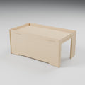 Awning Box with 50 mm top tray, Revision C, solid front panel - Natural plywood awning box with solid front, original-size side arches and 50 mm top lip