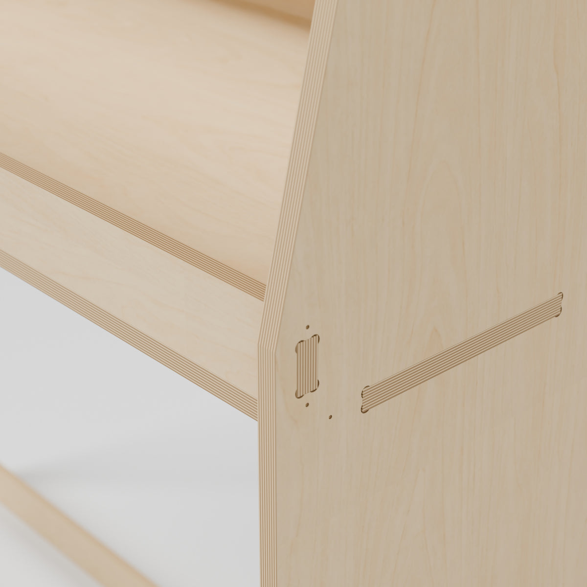 Bulkhead van storage rack - Slotted shelf and lip joints with exposed plywood edges - Revision C, 1180 mm high