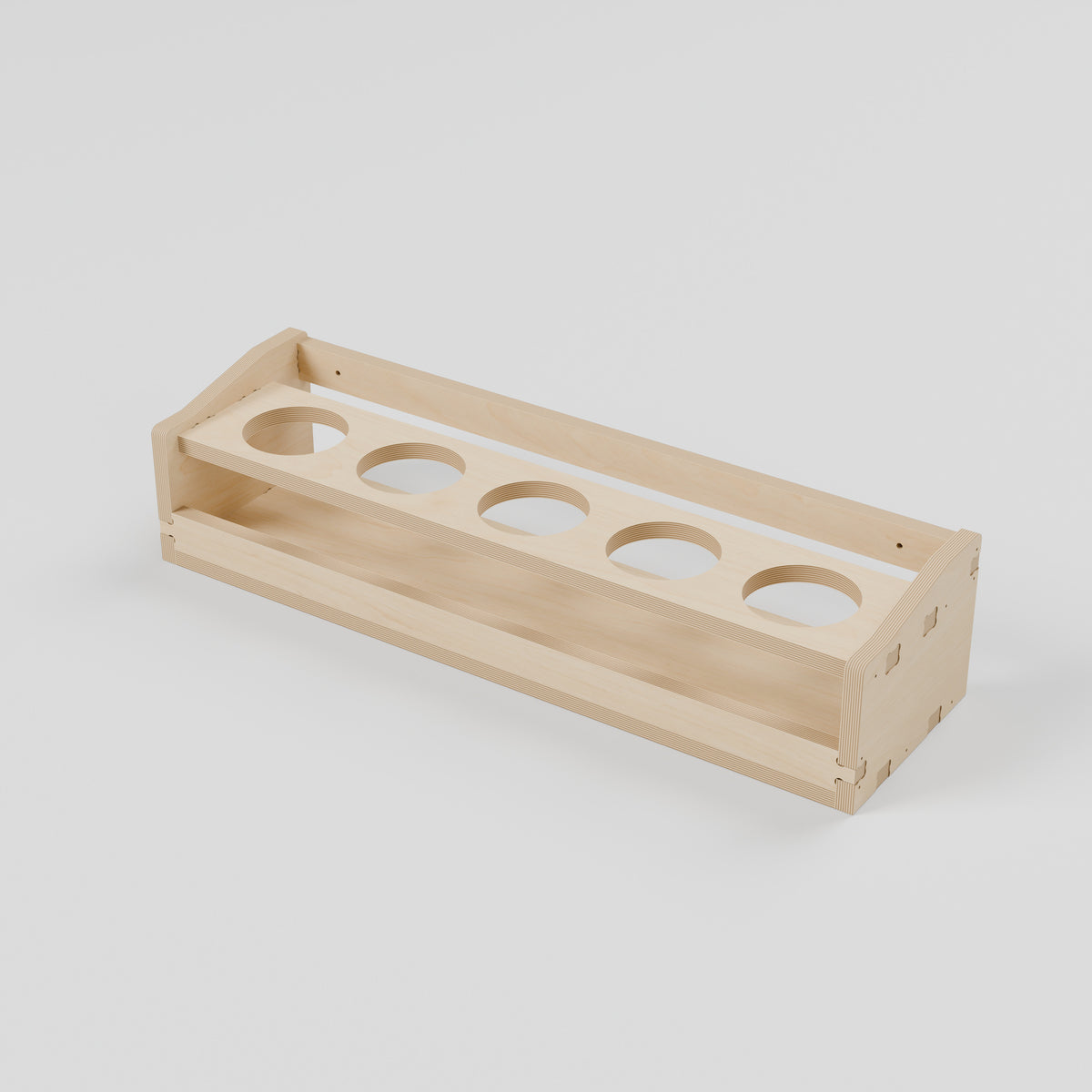 GRID Aerosol Can Holder - 5-Can Plywood Storage Rack - Natural plywood, fixed slotted joints and open storage. - Revision B