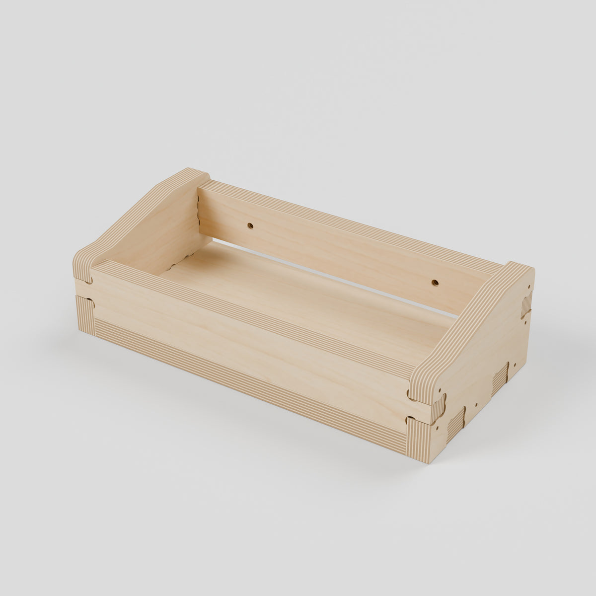 GRID Storage Box - Compact Plywood Workshop Organiser - Natural plywood, fixed slotted joints and open storage. - Revision B