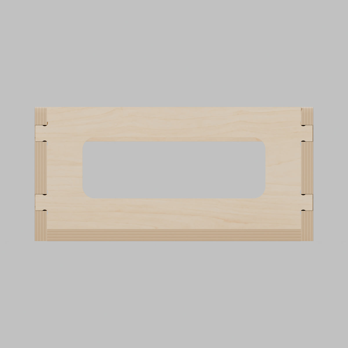 GRID Glove Box Holder - Plywood Wall-Mounted Dispenser - Front access and shaped side edges. - Revision B