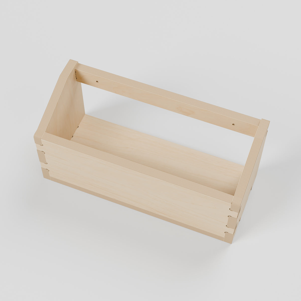GRID Sloped Storage Box - Natural Plywood Wall Organiser - Open storage with the original clear dimensions retained. - Revision B