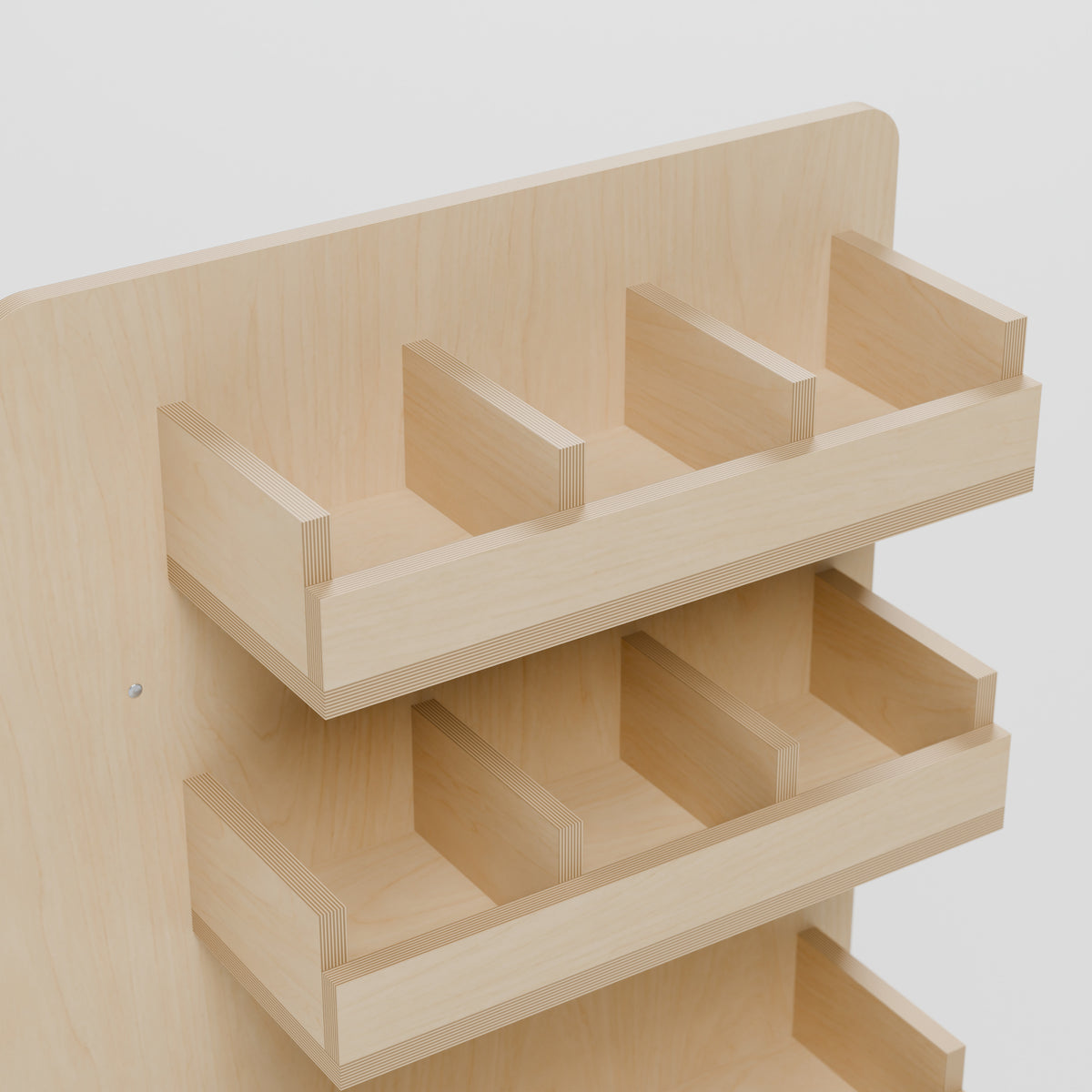 MODLINE KIT 520 Accessory End Panel: detail, natural 12 mm birch plywood, 520 x 140 x 726 mm
