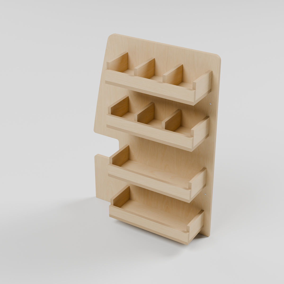 MODLINE KIT 520 Accessory End Panel: interior cutaway, natural 12 mm birch plywood, 520 x 140 x 726 mm