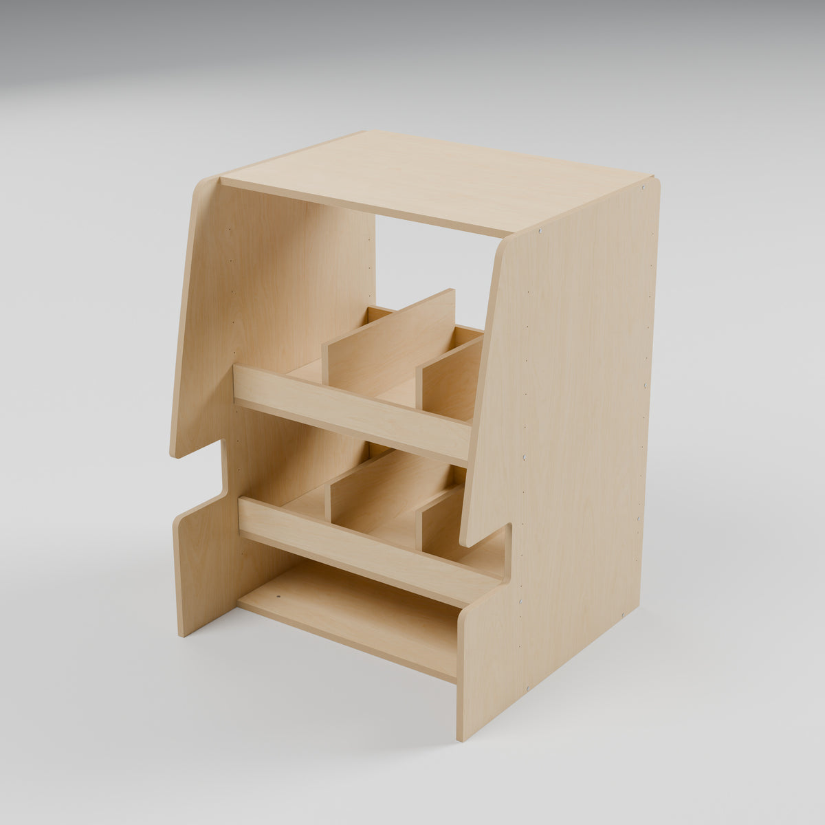 MODLINE FLEX 550 Adjustable Shelf Module: rear, natural 12 mm birch plywood, 550 x 520 x 726 mm