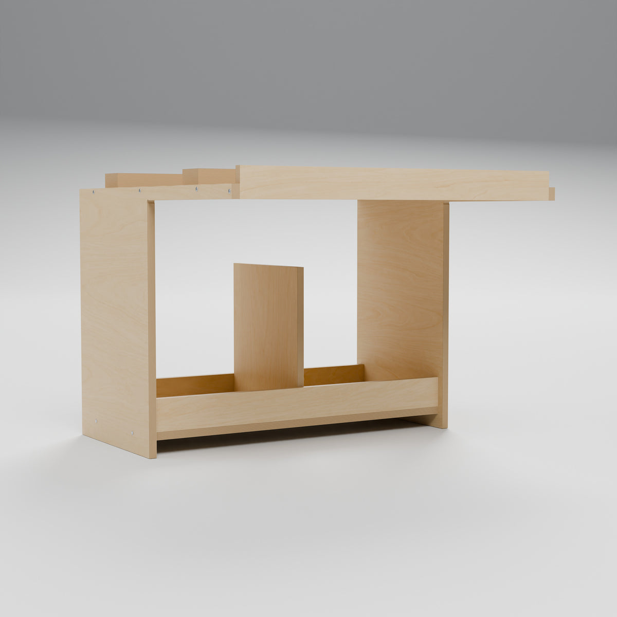 MODLINE ARCH 550 Wheel-Arch Foundation: interior cutaway, natural 12 mm birch plywood, 550 x 520 x 424 mm