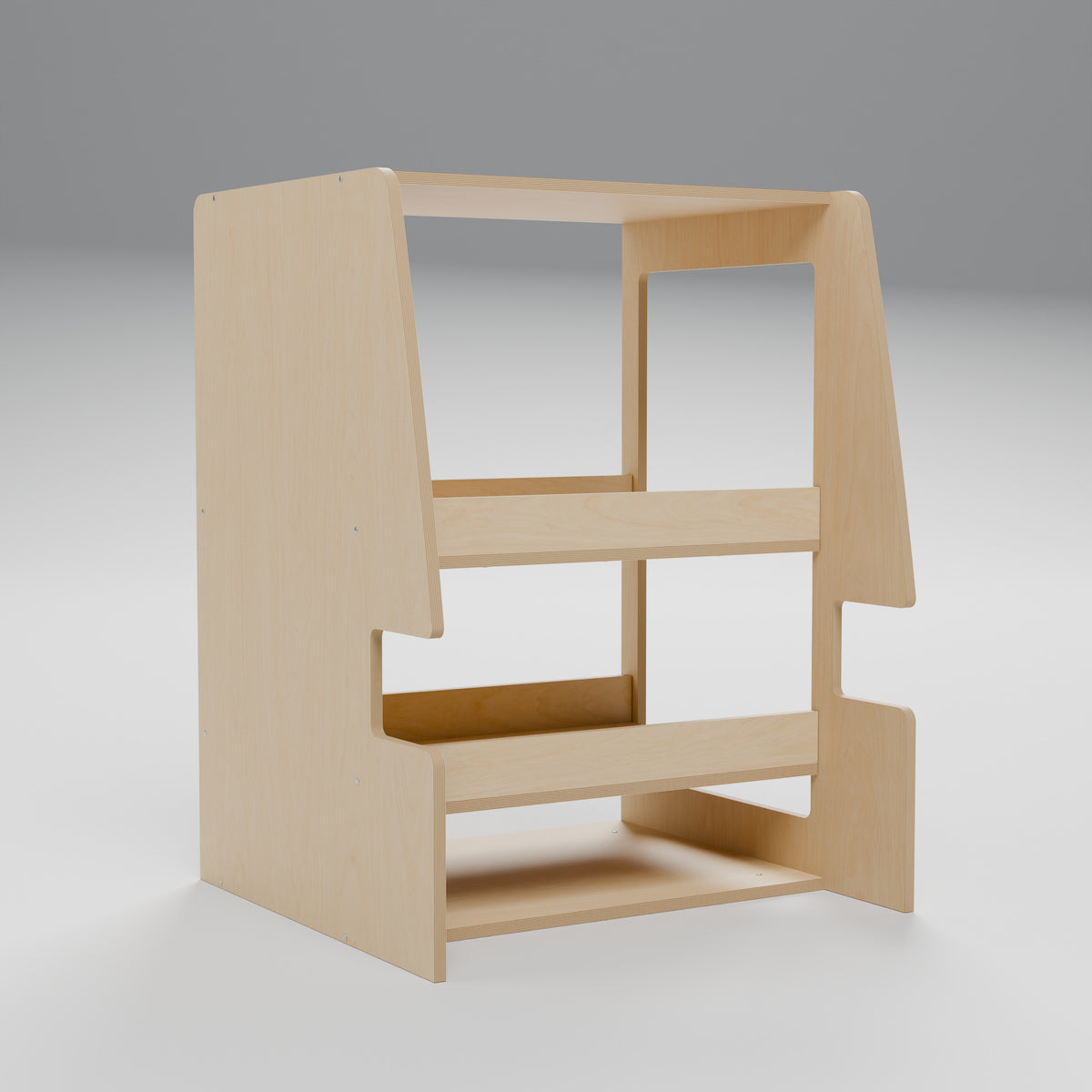 MODLINE REACH 550 Door-Access Module: interior cutaway, natural 12 mm birch plywood, 550 x 520 x 726 mm