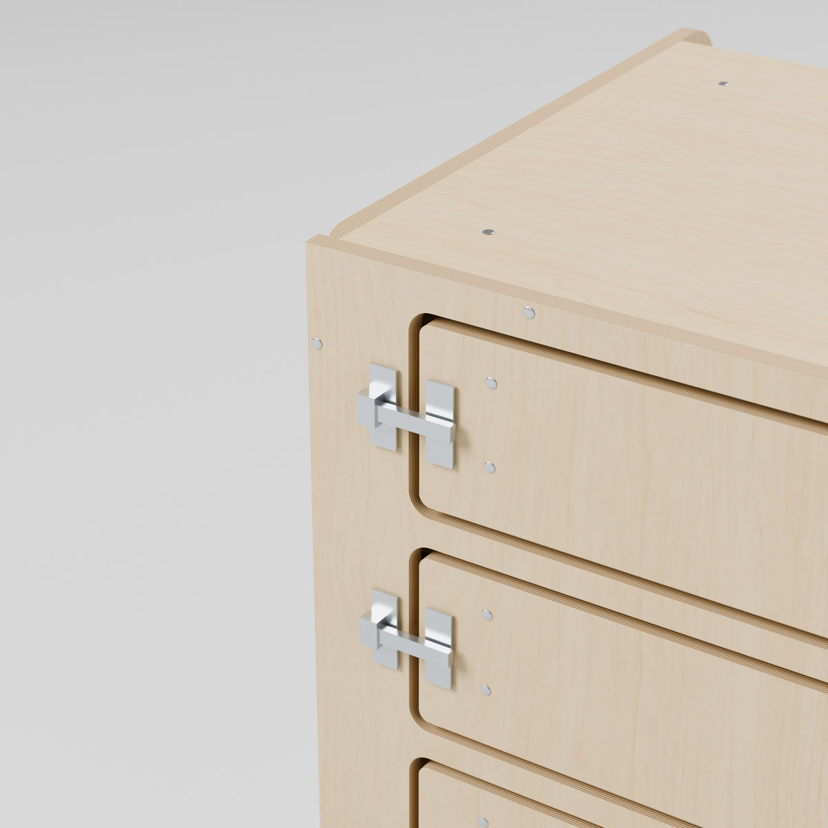 MODLINE DRAW 550 Four-Drawer Tool Module: detail, natural 12 mm birch plywood, 550 x 520 x 726 mm