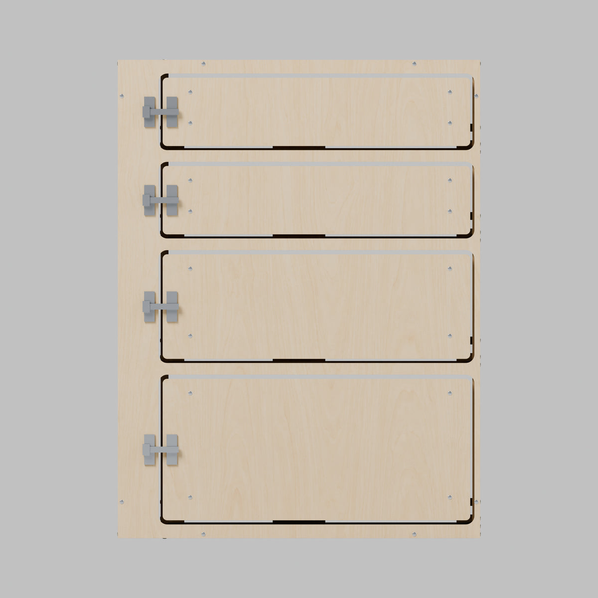 MODLINE DRAW 550 Four-Drawer Tool Module: front, natural 12 mm birch plywood, 550 x 520 x 726 mm