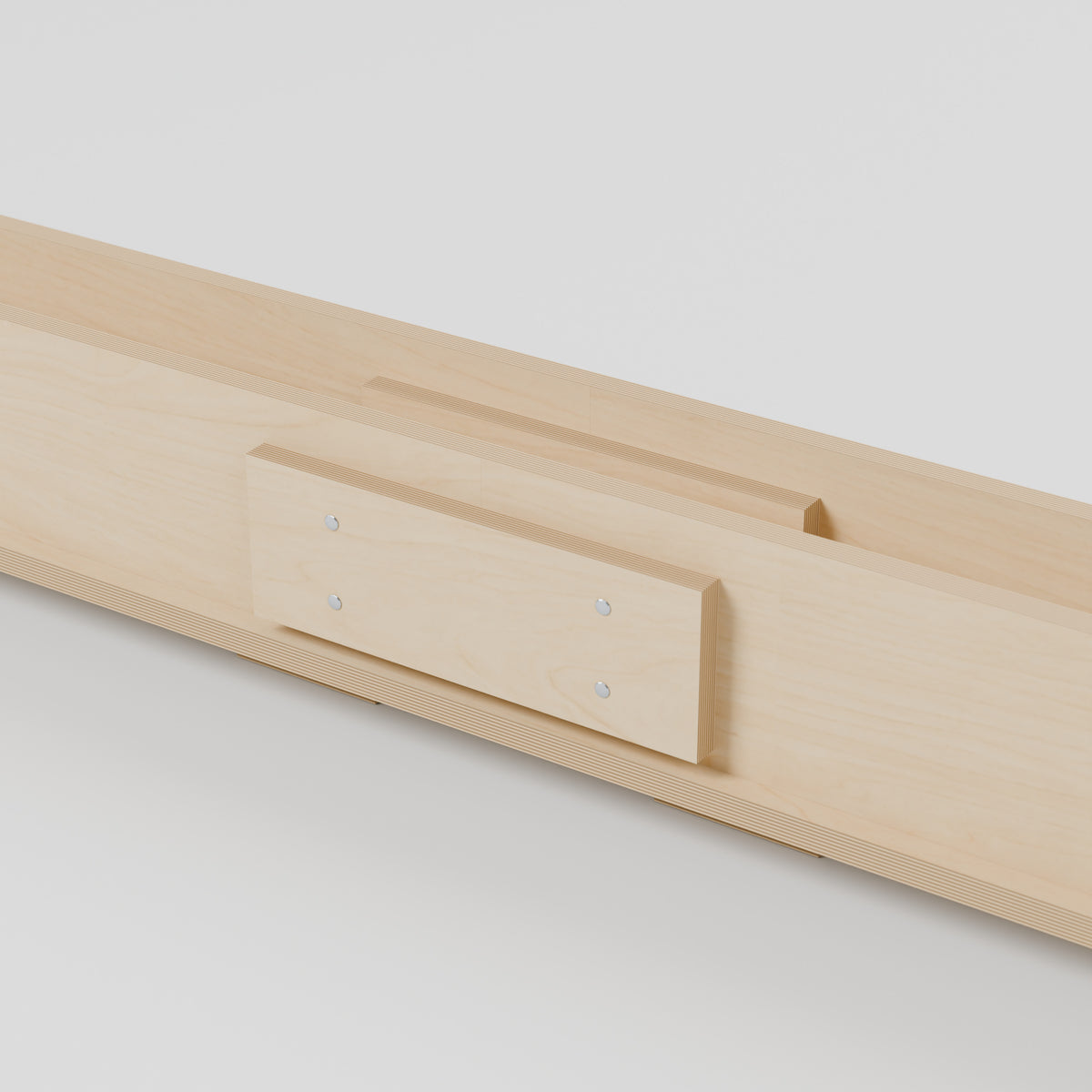 MODLINE SPAN 2200 Long-Item Channel: detail, natural 12 mm birch plywood, 2200 x 110 x 110 mm