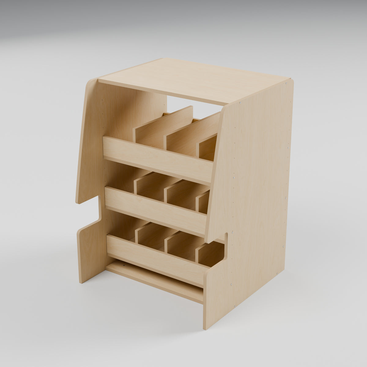 MODLINE SORT 550 Small-Parts Organiser: rear, natural 12 mm birch plywood, 550 x 520 x 726 mm