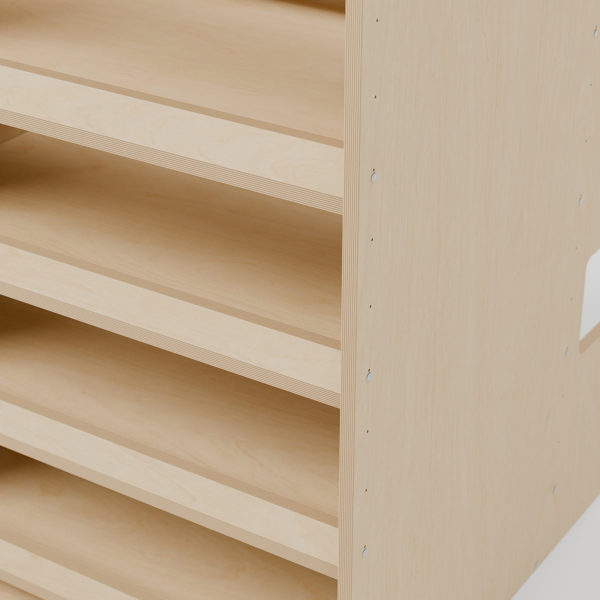 MODLINE CASE 550 Independent Tool-Case Rack: detail, natural 12 mm birch plywood, 550 x 520 x 726 mm