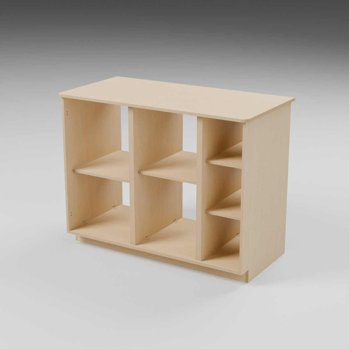 NOMAD 1100 - NOMAD 1100 Campervan Kitchen Pod - Plywood Cupboard Unit: interior cutaway 3D render, natural 15mm plywood, 1100 x 550 x 850mm