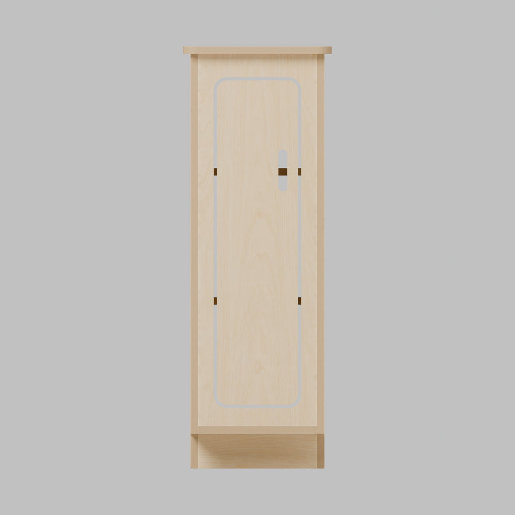 NOMAD 300 - NOMAD 300 Slim Campervan Cupboard - Compact Storage Tower: front 3D render, natural 15mm plywood, 300 x 300 x 850mm