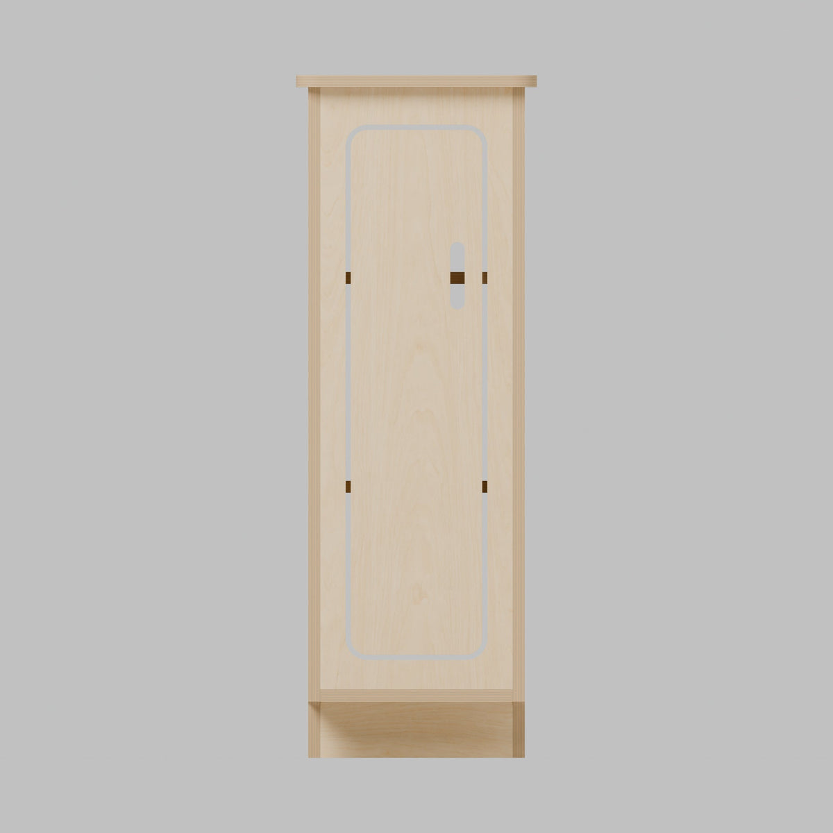 NOMAD 300 - NOMAD 300 Slim Campervan Cupboard - Compact Storage Tower: front 3D render, natural 15mm plywood, 300 x 300 x 850mm
