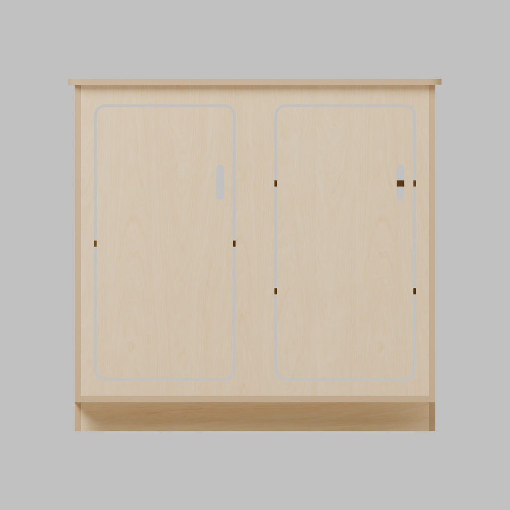 NOMAD 900 Slim - NOMAD 900 Slim Campervan Kitchen Unit - 310mm Deep: front 3D render, natural 15mm plywood, 900 x 310 x 850mm