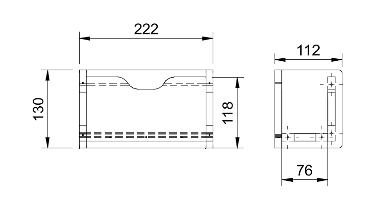 Plywood van storage box dimensions 222mm wide 112mm deep 130mm high