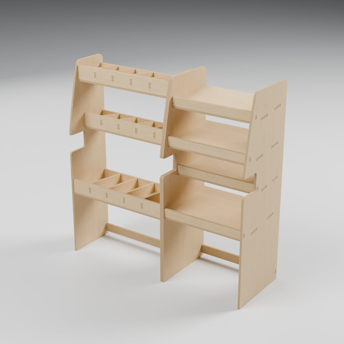 CONTOUR Double-Cab SWB Mixed Rack — Offside — Rear view - open backs and supplied vehicle contours — Revision D