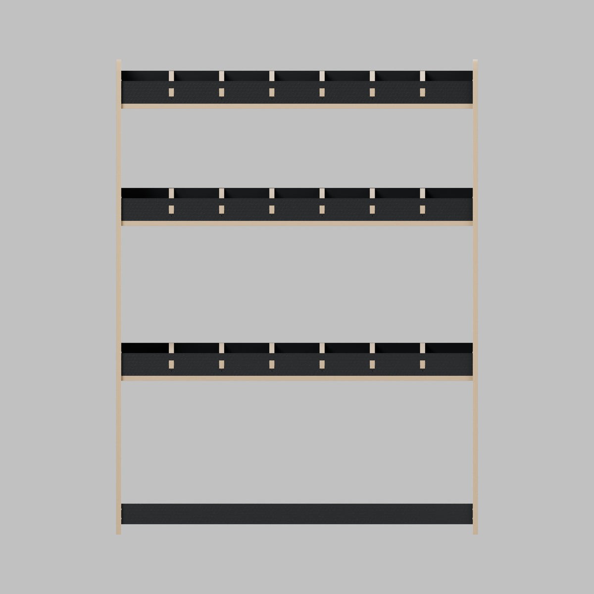 CONTOUR Double-Cab SWB Side Rack — Offside — Front view - exterior hex faces and exposed plywood edges — Revision D