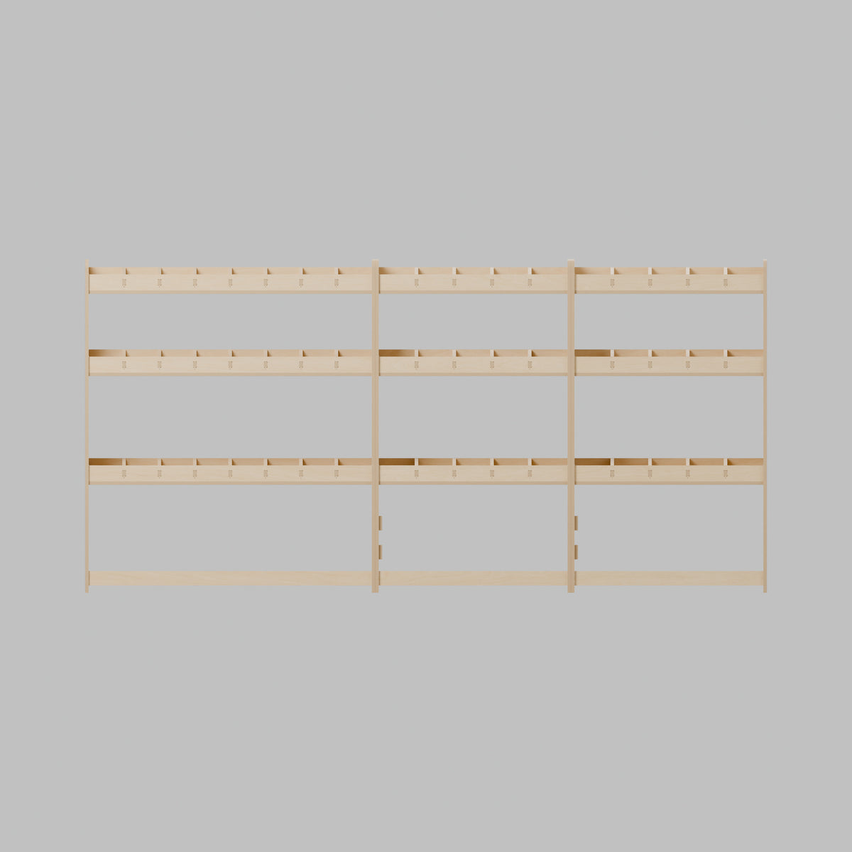 CONTOUR LWB Full Side Rack — Offside — Front view - fixed shelves and retaining lips — Revision D