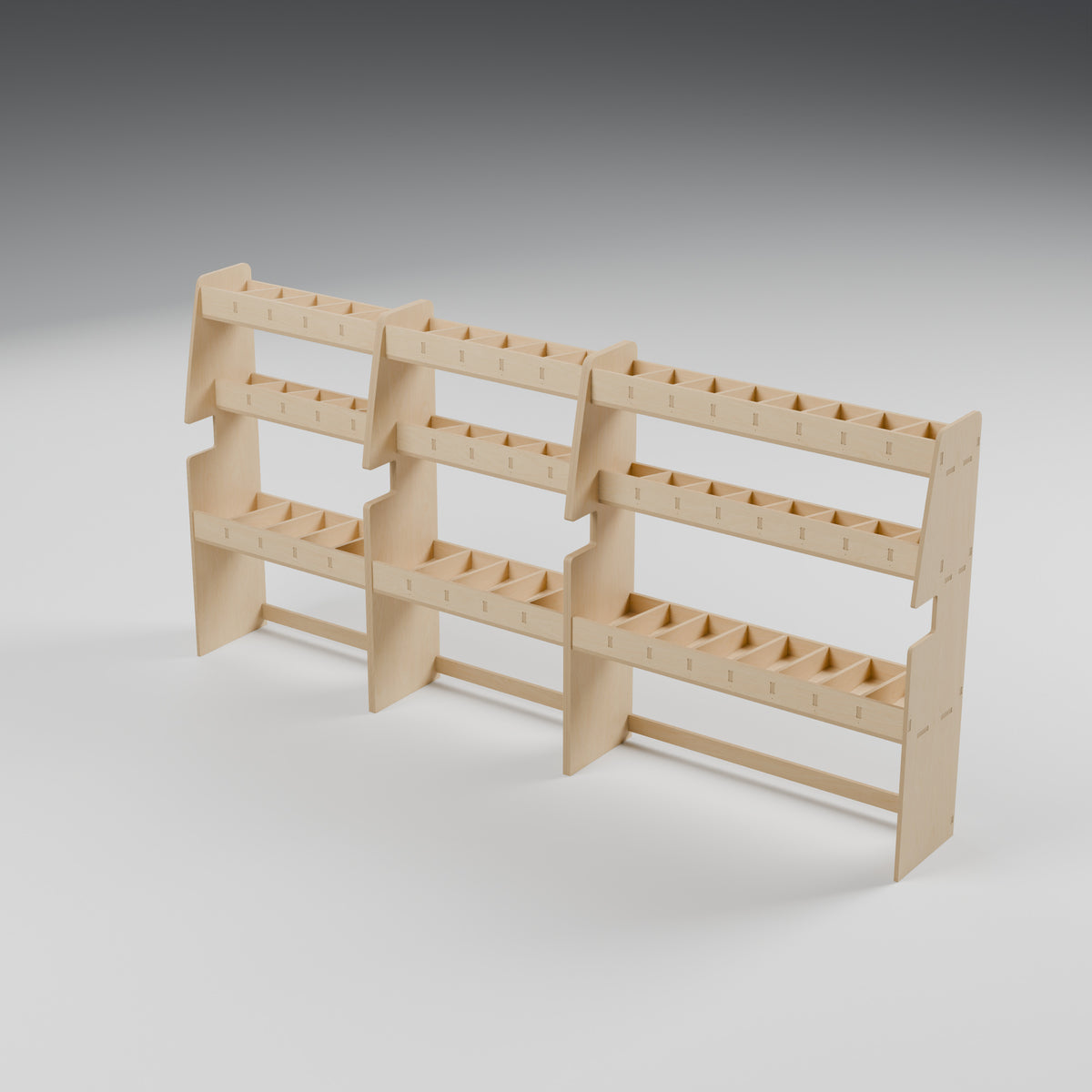 CONTOUR LWB Full Side Rack — Offside — Rear view - open backs and supplied vehicle contours — Revision D