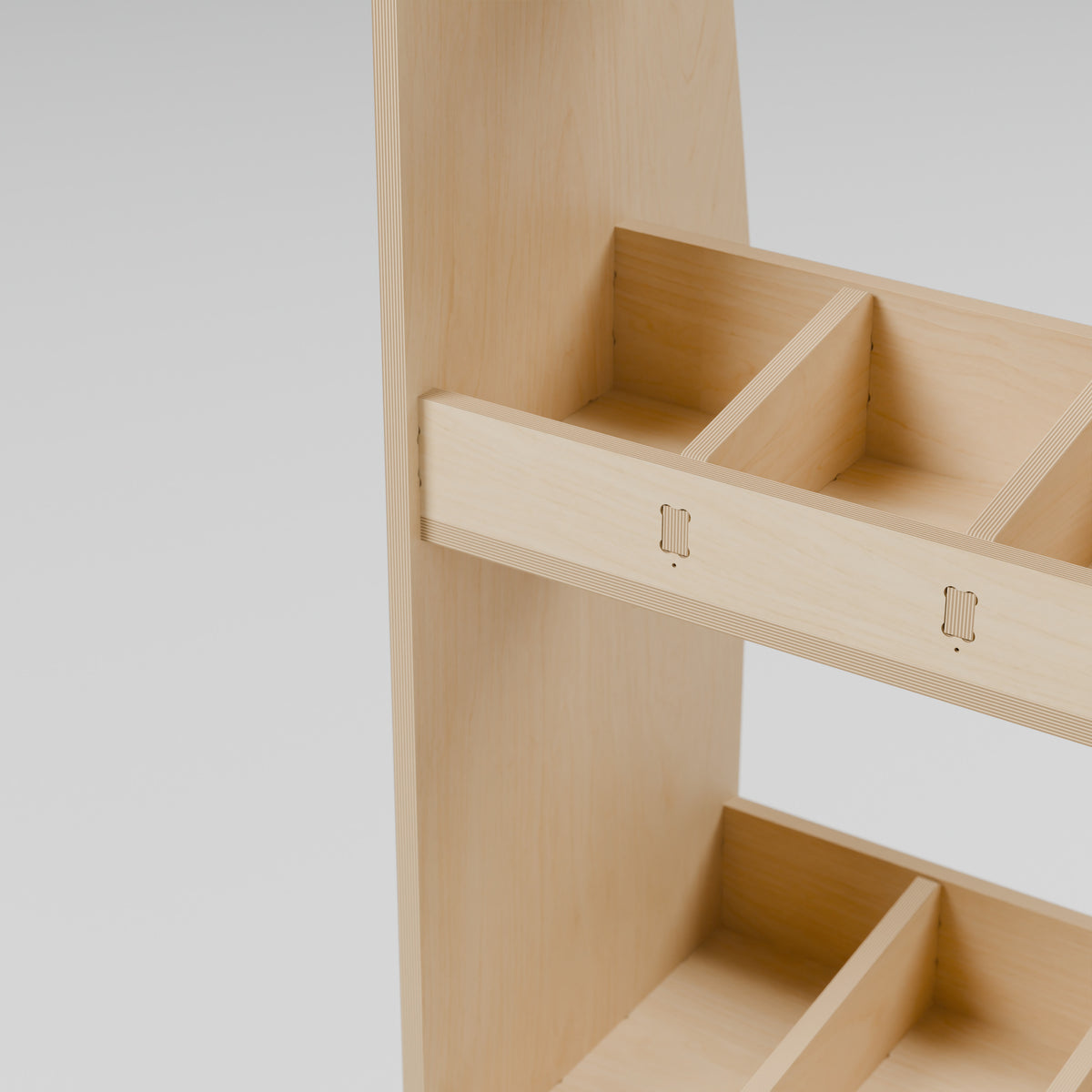 CONTOUR LWB Mixed Rack — Offside — Plywood edges and fixed shelf construction — Revision D