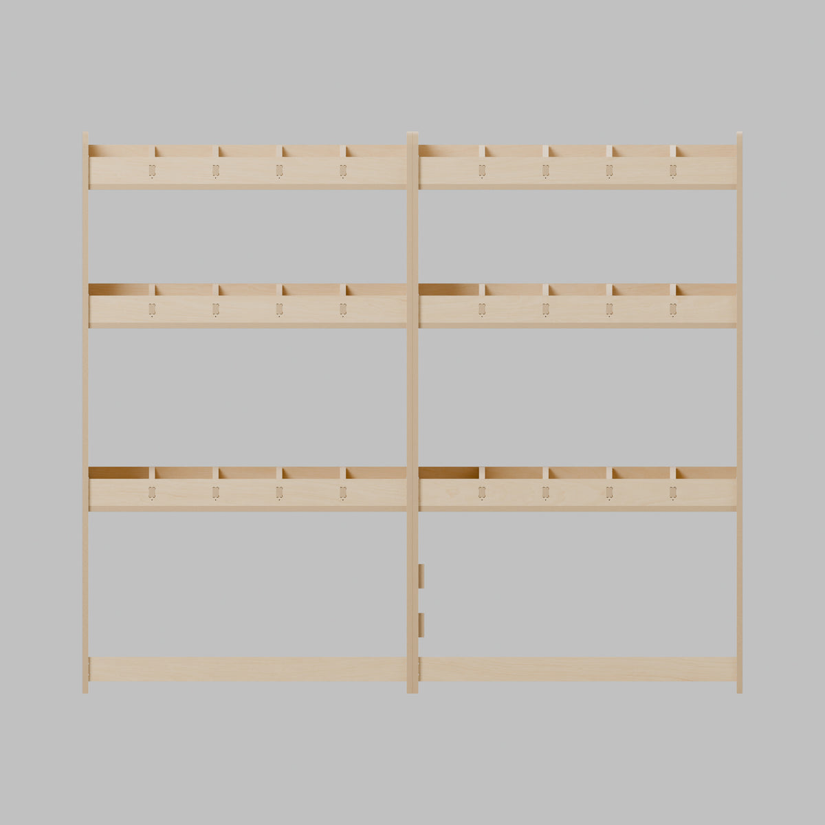 CONTOUR LWB Side Rack — Nearside — Front view - fixed shelves and retaining lips — Revision D