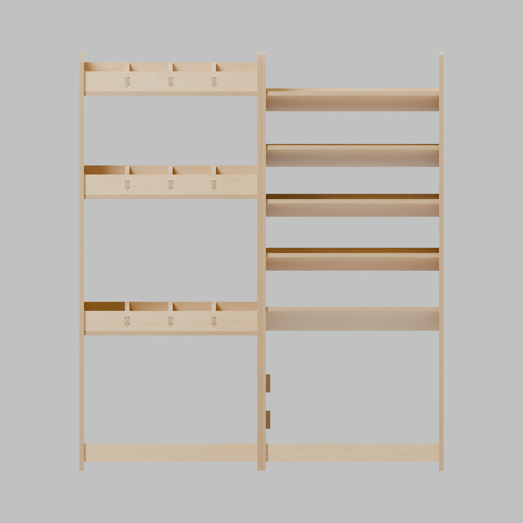 CONTOUR SWB Mixed Rack — Offside — Front view - fixed shelves and retaining lips — Revision D