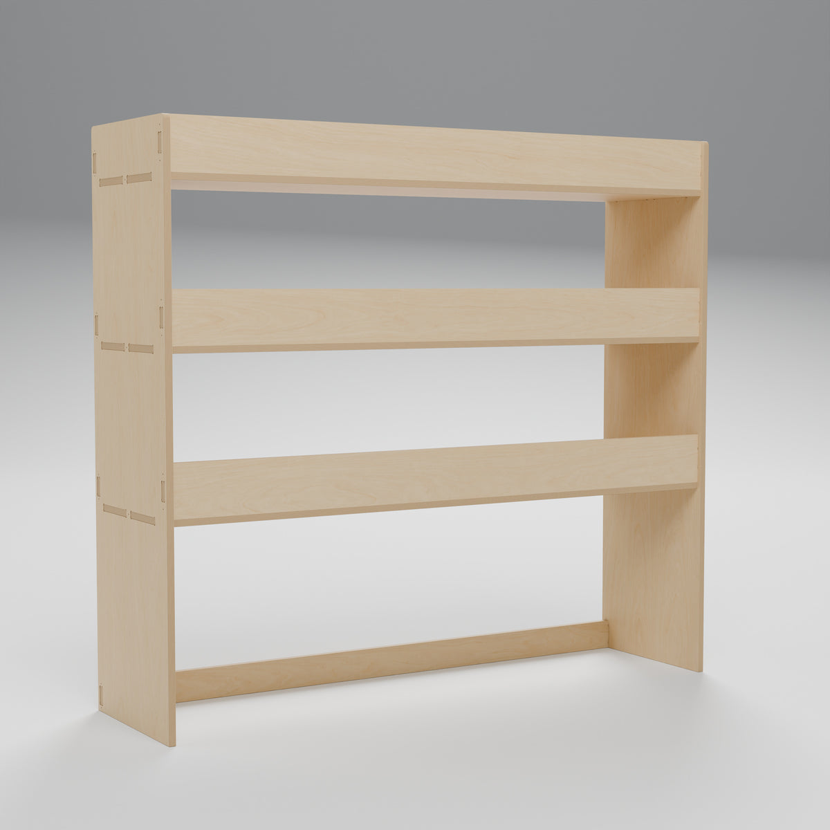 Universal Van Rack - 1100W x 1000H mm Plywood Flat Pack: interior cutaway, natural 12 mm plywood, 1100 x 300 x 1000 mm