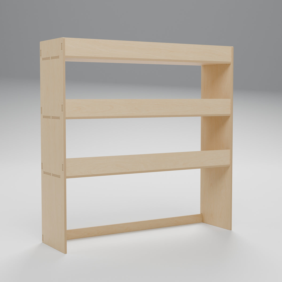Universal Van Rack - 1100W x 1100H mm Plywood Flat Pack: interior cutaway, natural 12 mm plywood, 1100 x 300 x 1100 mm