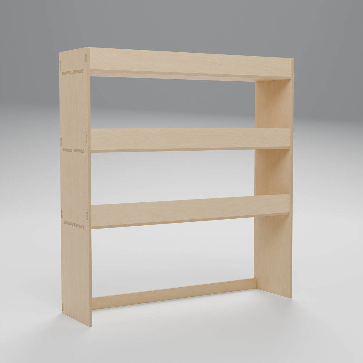 Universal Van Rack - 1100W x 1180H mm Plywood Flat Pack: interior cutaway, natural 12 mm plywood, 1100 x 300 x 1180 mm