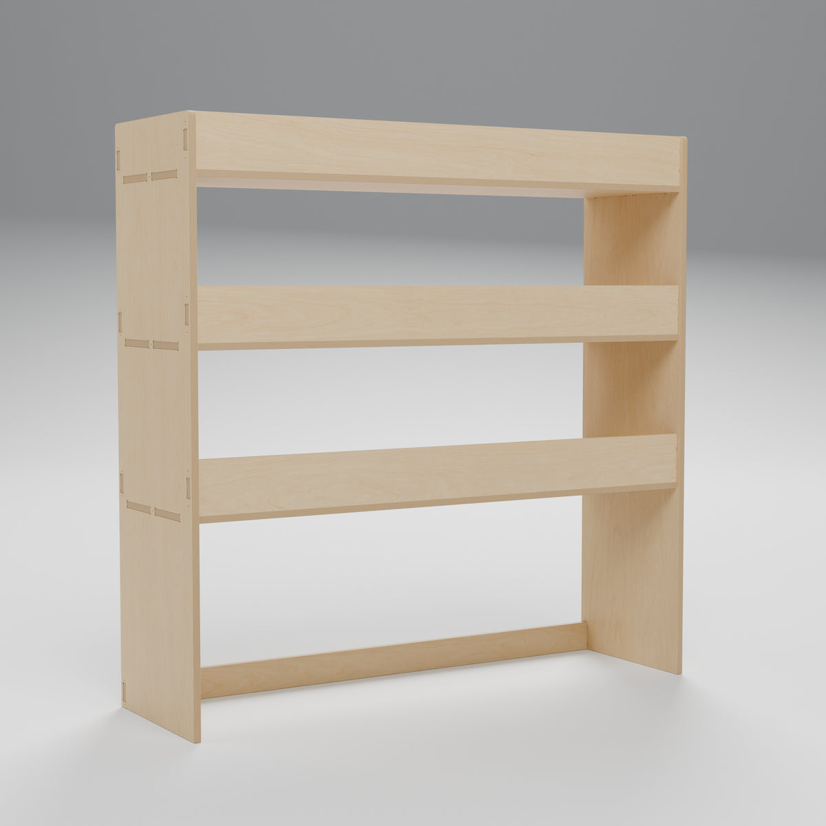 Universal Van Rack - 1000W x 1000H mm Plywood Flat Pack: interior cutaway, natural 12 mm plywood, 1000 x 300 x 1000 mm