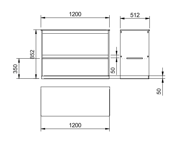 Universal van workbench dimensions 1200mm wide 512mm deep 852mm high